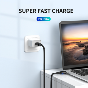 Super VOOC USB Type C to Type C PD Magnetic 100W Cable for Smartphones Laptops 2 Meter