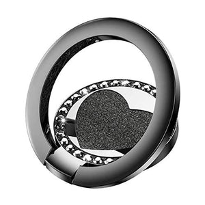 Mobile Phone Ring Holder 360 Degree Rotating Metal Ring Holder for All mobiles, Finger Grip Stand for All Smart Device (Black)