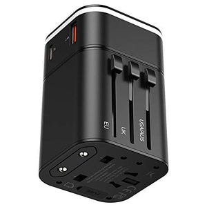 Baseus 18w international worldwide travel adapter and (usb + type c) pd charger support quick charge 3.0- Black