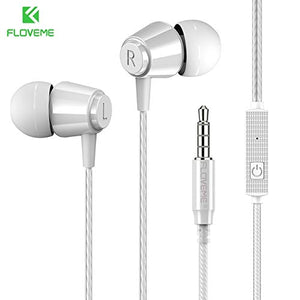 FLOVEME 3.5 M Sport HiFi Stereo Wired Earphone Headset with Microphone for Mobile Phone(White)