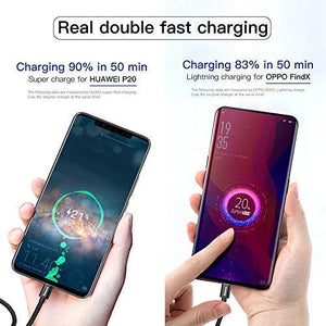 Baseus Super Vooc Type C 5A Dual Mode Fast Charging Data Transfer Nylon Braided Cable for Huawei Oppo Realme Samsung iPhone Smartphones - Black