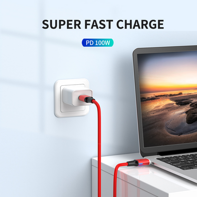 Xaxell PD 100W USB Type C to Type C Magnetic Fast Charging Cable for Laptops Smartphones - (Red)